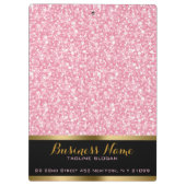Elegante roze glitter gouden & zwarte accenten klembord (Achterkant)