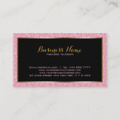 Elegante roze glitter gouden & zwarte accenten visitekaartje (Achterkant)