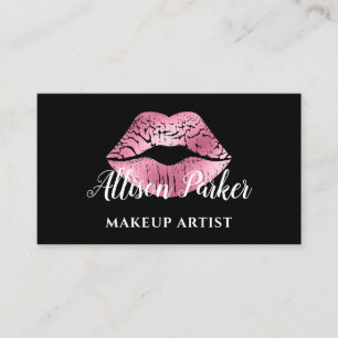 Elegante Roze Glitter Kus Make-up Artiest Visitekaartje