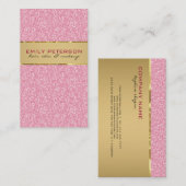 Elegante roze glitter met gouden accenten visitekaartje (Voorkant / Achterkant)