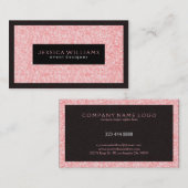 Elegante roze glitter met zwarte accenten visitekaartje (Voorkant / Achterkant)