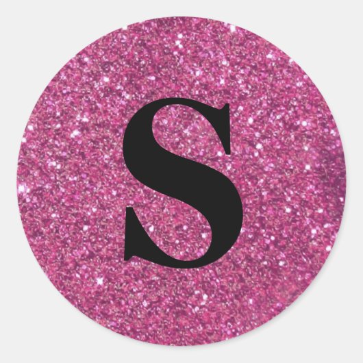 Elegante Roze Glitter Monogram Envelop Afdichting Ronde Sticker (Voorkant)