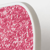Elegante Roze Glitter Monogram Initiaal Pickleball Paddle (Links Detail)