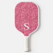 Elegante Roze Glitter Monogram Initiaal Pickleball Paddle (Voorkant)