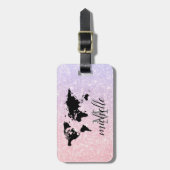 Elegante roze glitter Reiswereld - Kaart Bagagelabel (Voorkant verticaal)