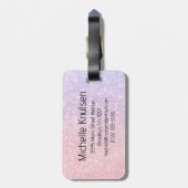 Elegante roze glitter Reiswereld - Kaart Bagagelabel (Achterkant verticaal)