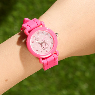 Elegante roze glitter rendieren besneeuwd geperson horloge