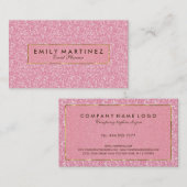 Elegante roze Glitter & Sparkles gouden accenten Visitekaartje (Voorkant / Achterkant)