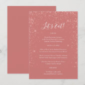 Elegante roze glitter speciale gelegenheid menu (Voorkant / Achterkant)