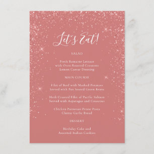 Elegante roze glitter speciale gelegenheid menu