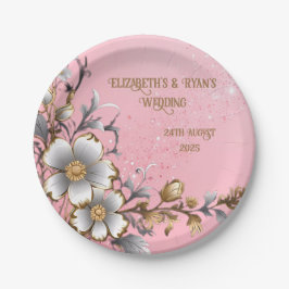 Elegante Roze Glitter Trouwachtergrond Papieren Bordje