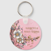 Elegante Roze Glitter Trouwachtergrond Sleutelhanger (Voorkant)