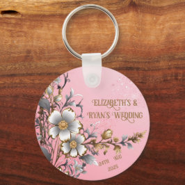 Elegante Roze Glitter Trouwachtergrond Sleutelhanger