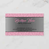 Elegante roze glitter zilveren streep visitekaartje (Achterkant)