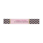 Elegante roze glitter zwart chevron gouden accente adreslabel wikkel (Individueel)