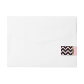 Elegante roze glitter zwart chevron gouden accente adreslabel wikkel (Achterkant)