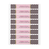 Elegante roze glitter zwart chevron gouden accente adreslabel wikkel (Vel)