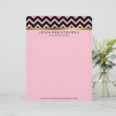 Elegante roze glitter zwart chevron gouden accente briefhoofd ontwerp (Staand voorkant)