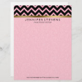 Elegante roze glitter zwart chevron gouden accente briefhoofd ontwerp (Voorkant / Achterkant)