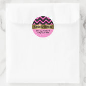 Elegante roze glitter zwart chevron gouden accente ronde sticker (Tas)