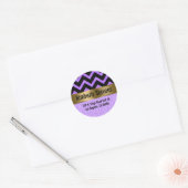 Elegante roze glitter zwart chevron gouden accente ronde sticker (Envelop)