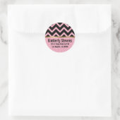 Elegante roze glitter zwart chevron gouden accente ronde sticker (Tas)