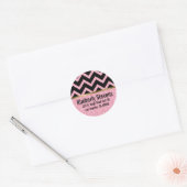 Elegante roze glitter zwart chevron gouden accente ronde sticker (Envelop)