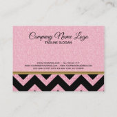 Elegante roze glitter zwart chevron gouden accente visitekaartje (Achterkant)