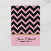 Elegante roze glitter zwart chevron gouden accente visitekaartje (Voorkant)