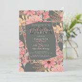 Elegante roze Golden Sage Flowers verlaat Afstuder Kaart (Staand voorkant)