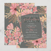 Elegante roze Golden Sage Flowers verlaat Afstuder Kaart (Voorkant / Achterkant)