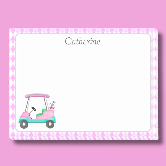 Elegante roze golfkar naam post-it® notes
