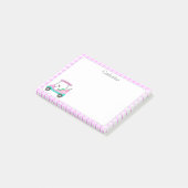 Elegante roze golfkar naam post-it® notes (Schuin)