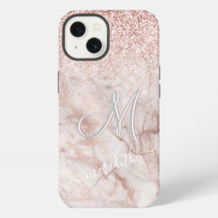 Elegante Roze Goud 3 Kleuren Monogram Naam  iPhone 13 Hoesje
