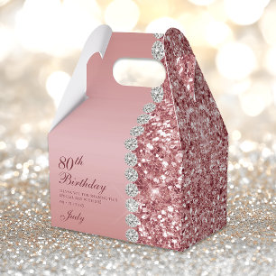 Elegante Roze Goud 80ste Verjaardag Bedankdoosjes