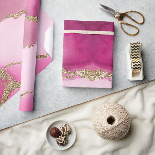 Elegante Roze Goud Agaat Steen Trouw Cadeaupapier