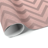 Elegante Roze Goud Chic Faux Metallic Chevron Cadeaupapier (Rol Hoek)