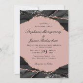 Elegante Roze Goud Folie Agate Huwelijk Kaart (Voorkant)