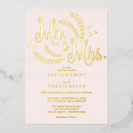 Elegante Roze Goud Folie Blush Bruiloft  Uitnodiging