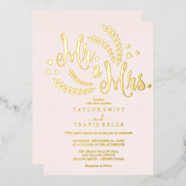 Elegante Roze Goud Folie Blush Bruiloft  Uitnodiging