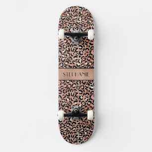 Elegante Roze Goud Folie Luipaardprint Aangepast Persoonlijk Skateboard