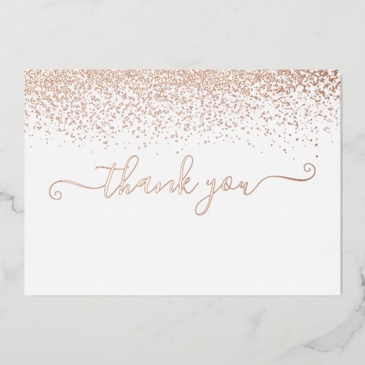 Elegante Roze Goud Folie Script Bedankkaart Uitnodiging (Voorkant)