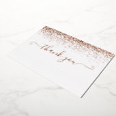 Elegante Roze Goud Folie Script Bedankkaart Uitnodiging (Gedraaid)