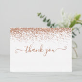 Elegante Roze Goud Folie Script Bedankkaart Uitnodiging (Staand Voorkant)