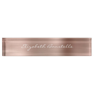 Elegante Roze Goud Geborsteld Metaal Folie Handges Naambordje