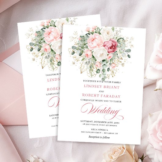 Elegante Roze Goud Glitter Bruiloft Uitnodiging