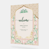 Elegante Roze & Goud Islamitische bruiloft Welkom Acryl Bord (Hoek)