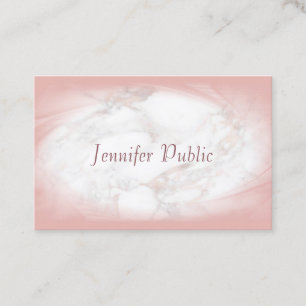 Elegante Roze Goud Marmer Handgeschreven Script Mo Visitekaartje