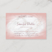 Elegante Roze Goud Marmer Handgeschreven Script Mo Visitekaartje (Achterkant)