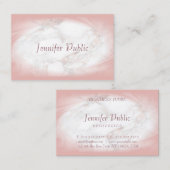 Elegante Roze Goud Marmer Handgeschreven Script Mo Visitekaartje (Voorkant / Achterkant)